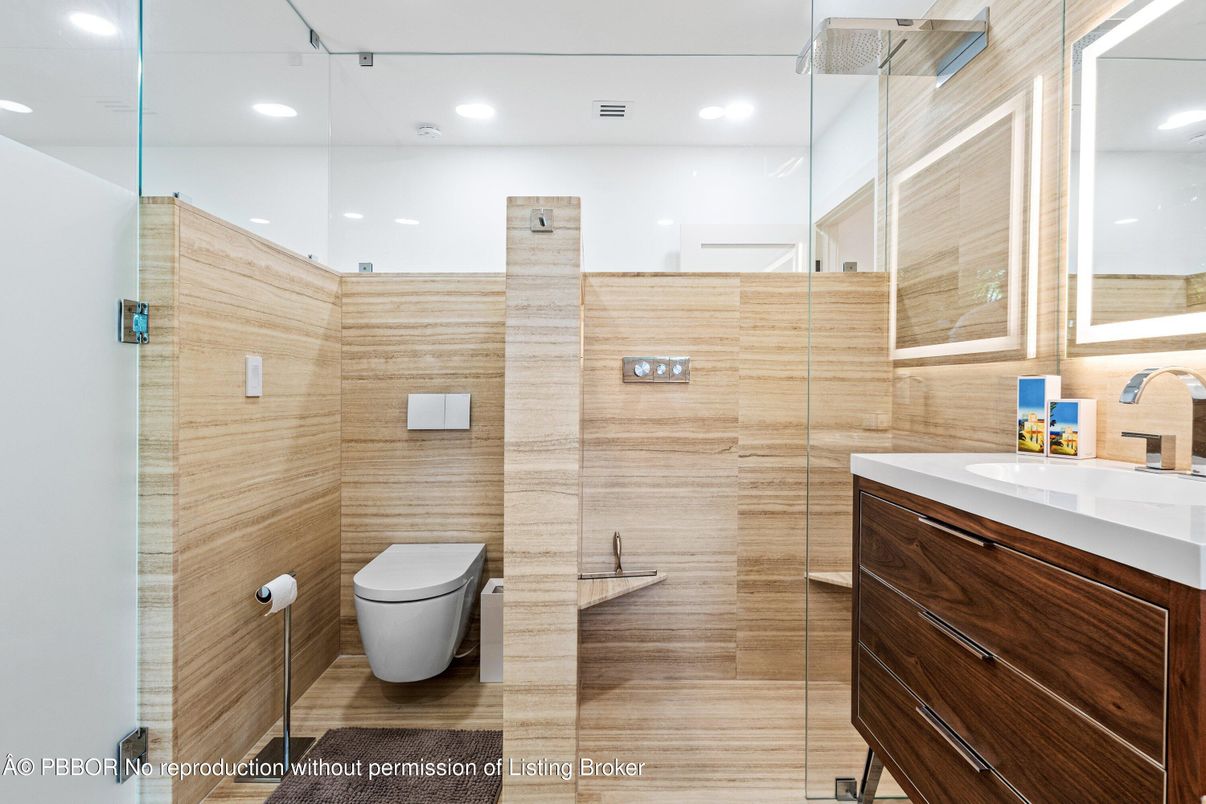 Bathroom, Glass Shower, Interior, Recessed Lighting