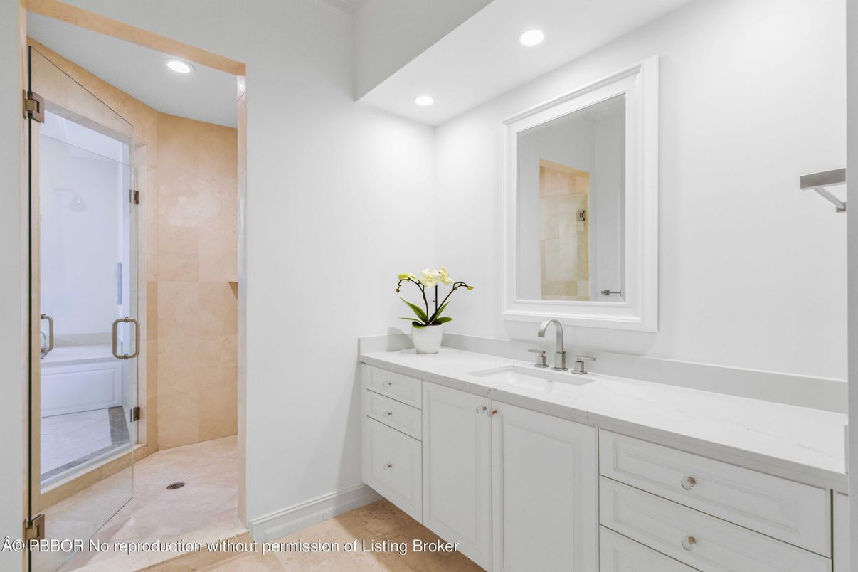 Bathroom, Glass Shower, Interior, Recessed Lighting