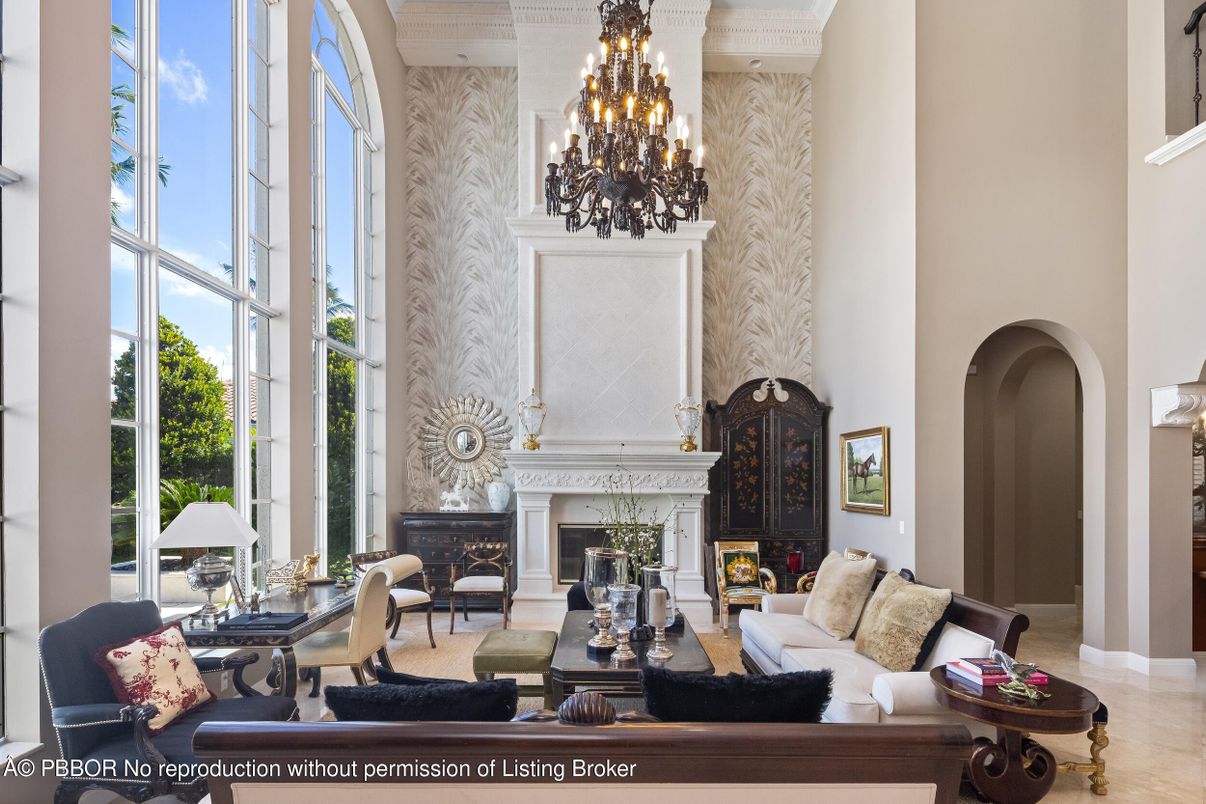 Chandelier, Fireplace, Interior, Living room