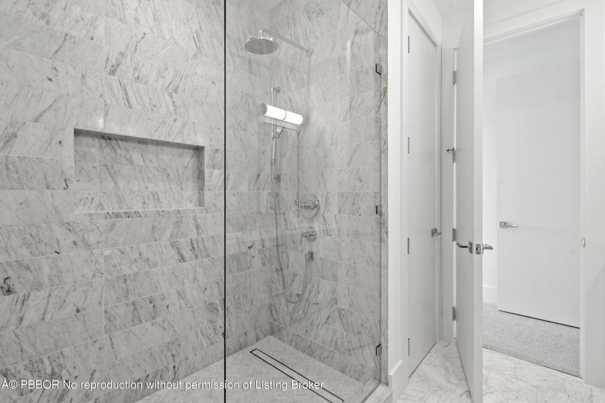 Bathroom, Glass Shower, Interior, Marble, Marble Walls