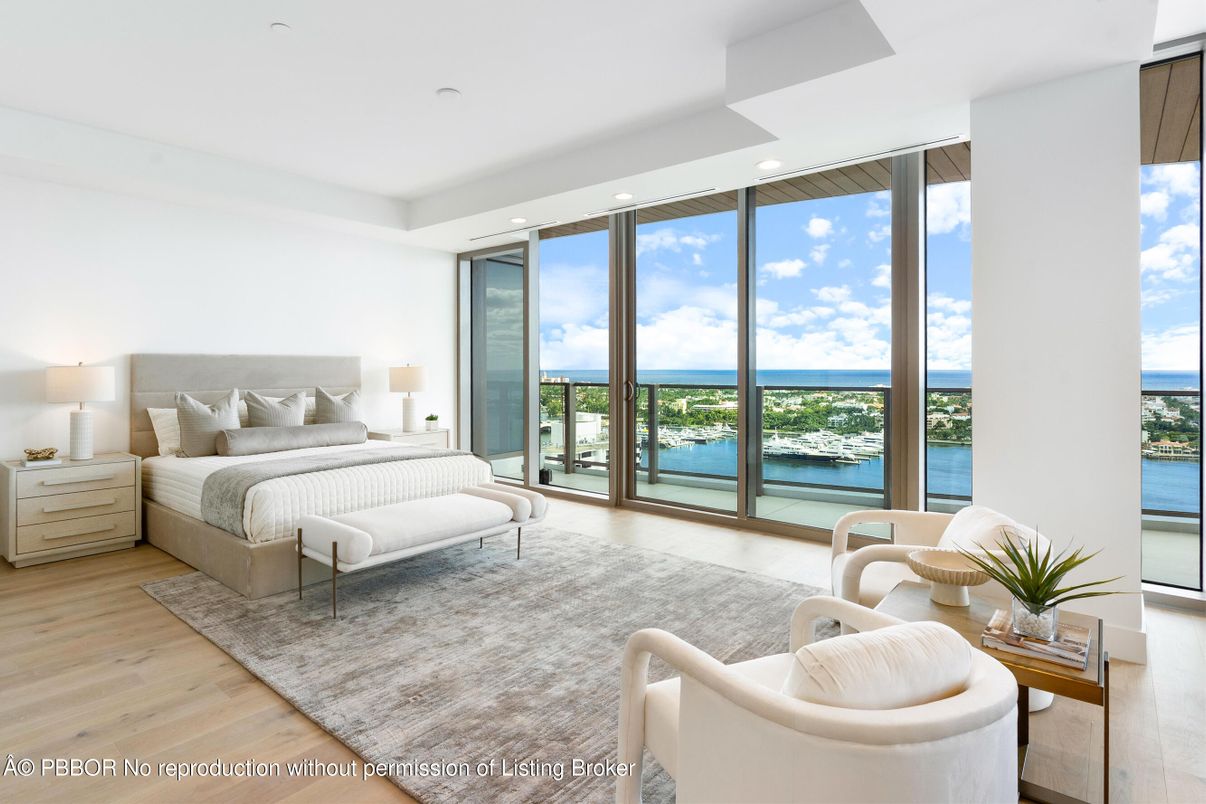 Bedroom, Interior, Recessed Lighting, Water, Wood Texture Flooring