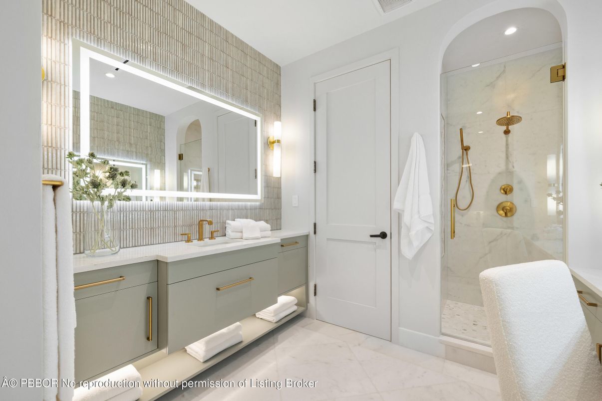 Bathroom, Glass Shower, Interior, Marble, Marble Walls, Recessed Lighting