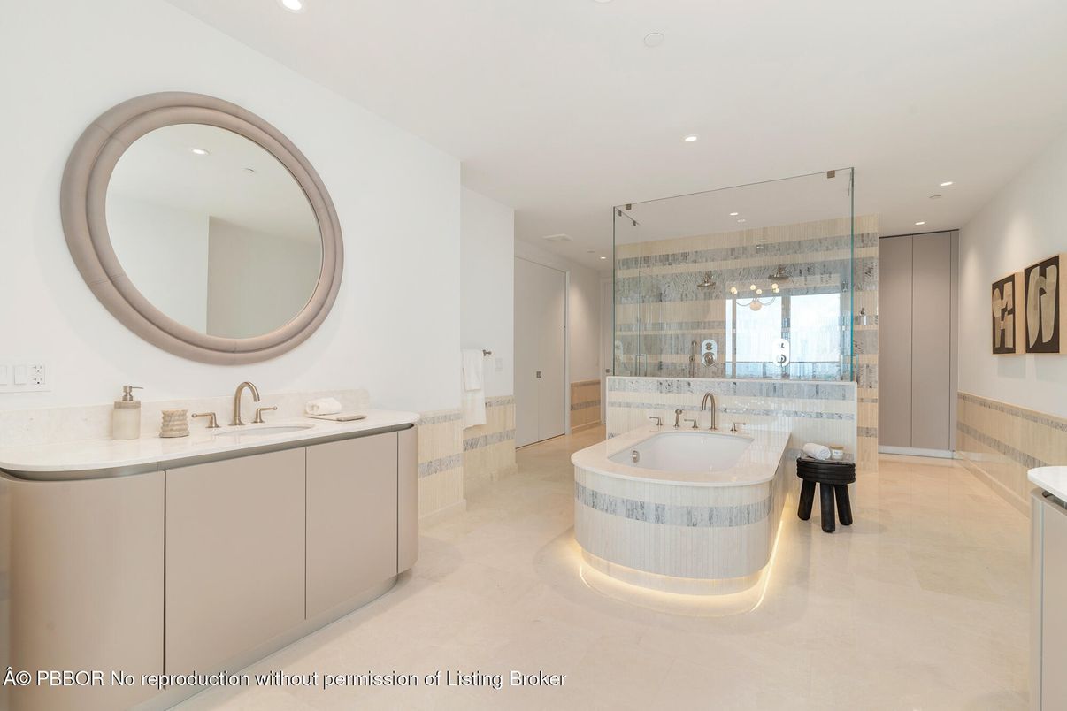 Bathroom, Dual Sink Vanities, Glass Shower, Interior, Recessed Lighting