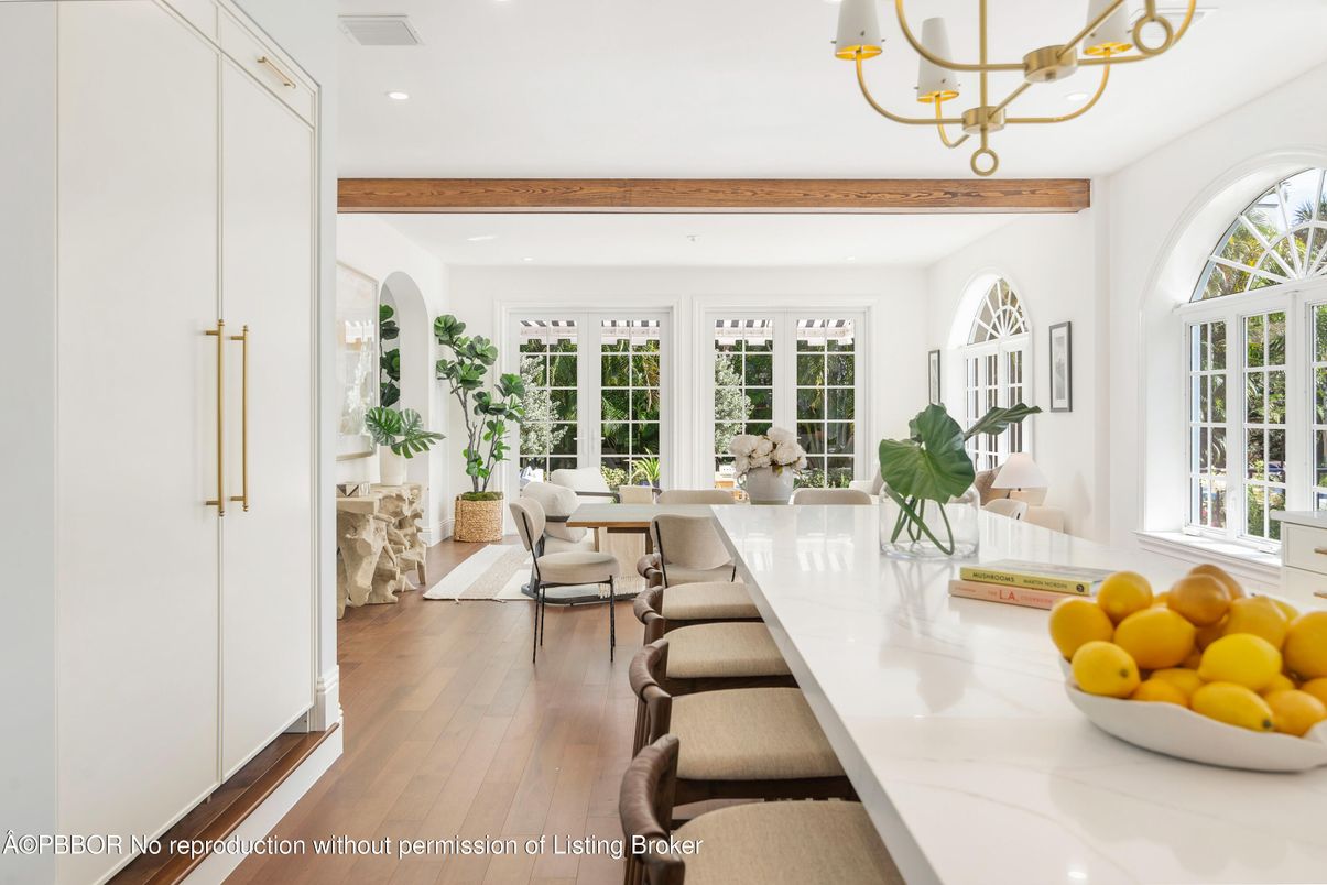 Dining room, Interior, Recessed Lighting, Wood Texture Flooring