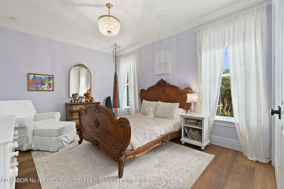 Bedroom, Chandelier, Interior, Wood Texture Flooring