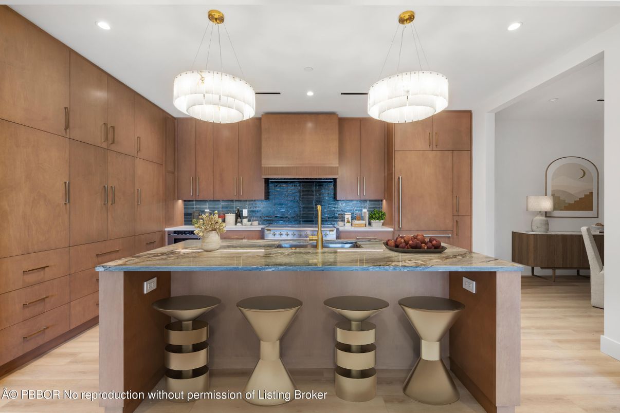 Interior, Kitchen, Pendant Lights, Recessed Lighting, Wood Texture Flooring