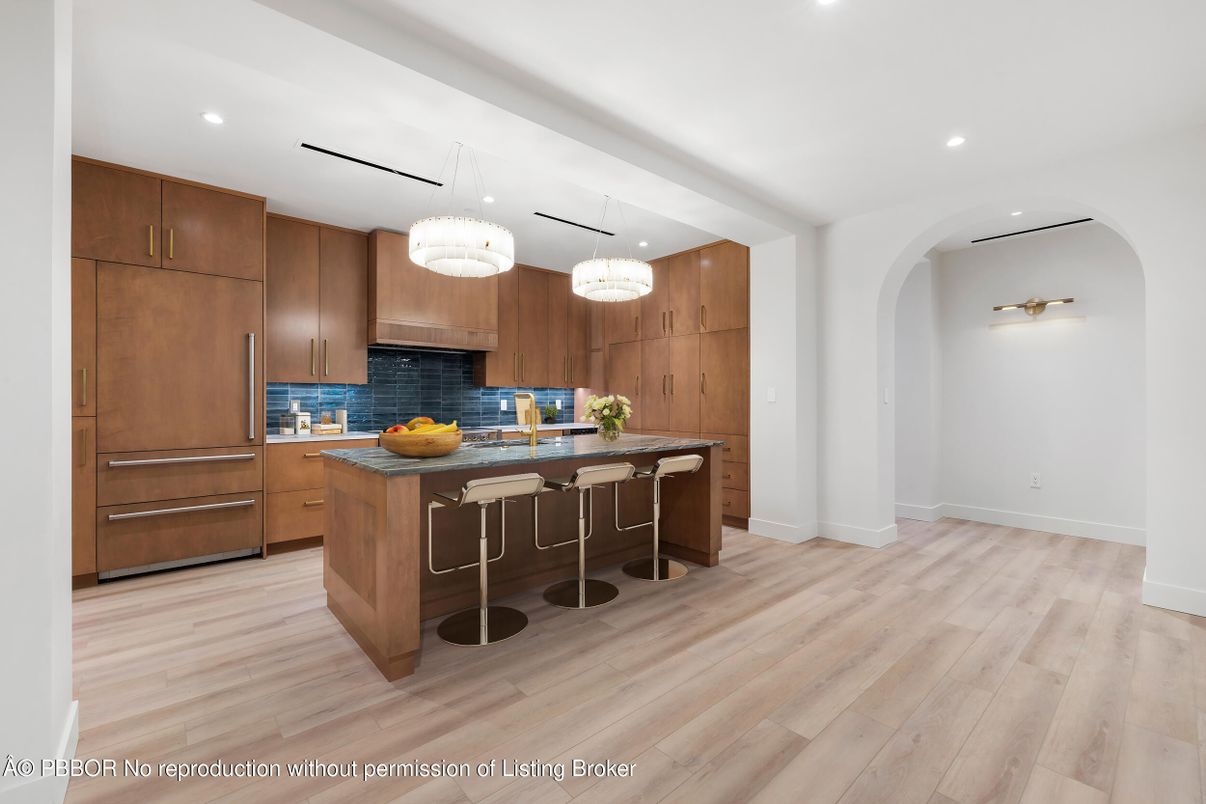 Chandelier, Interior, Kitchen, Recessed Lighting, Wood Texture Flooring