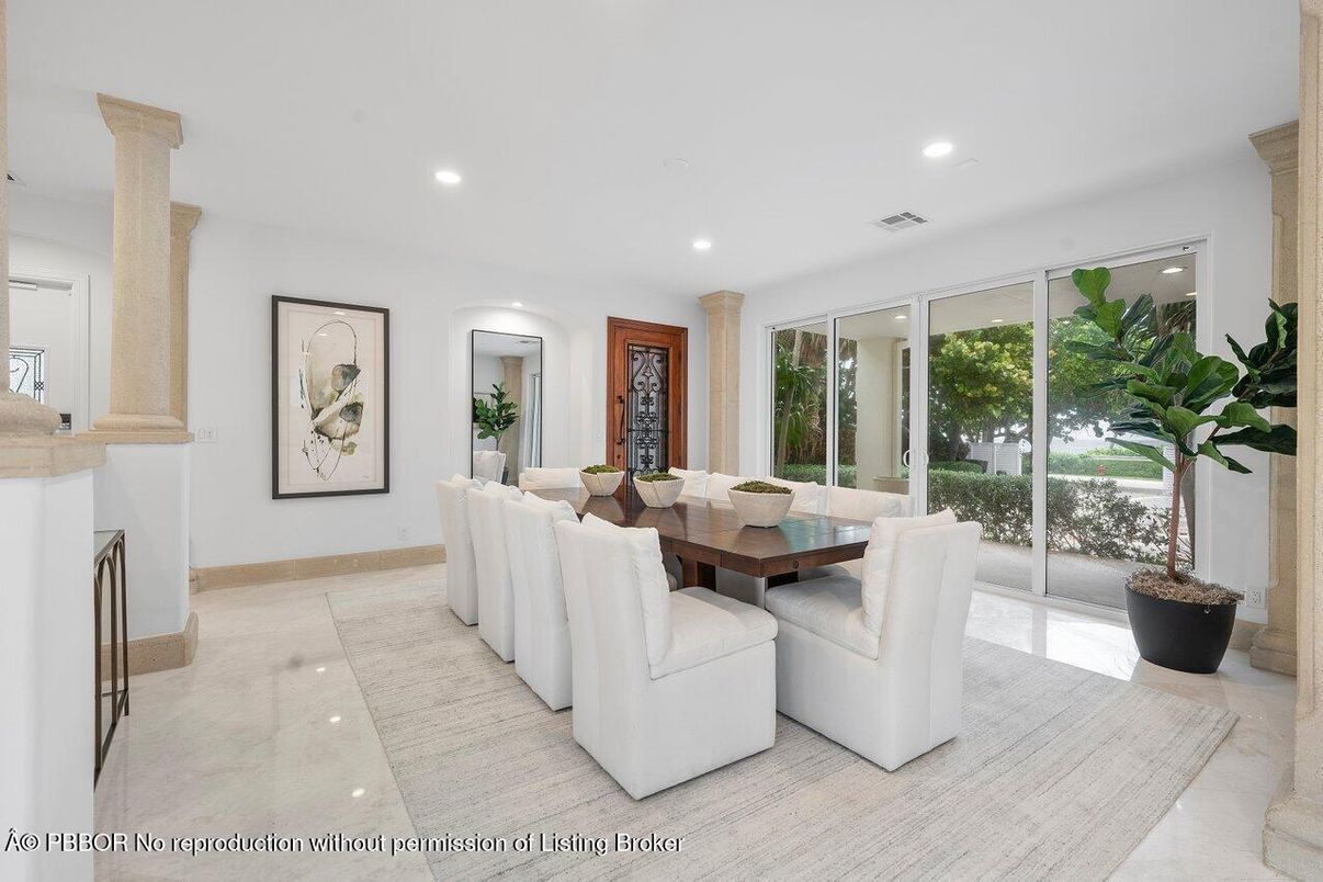 Dining room, Fireplace, Interior, Recessed Lighting