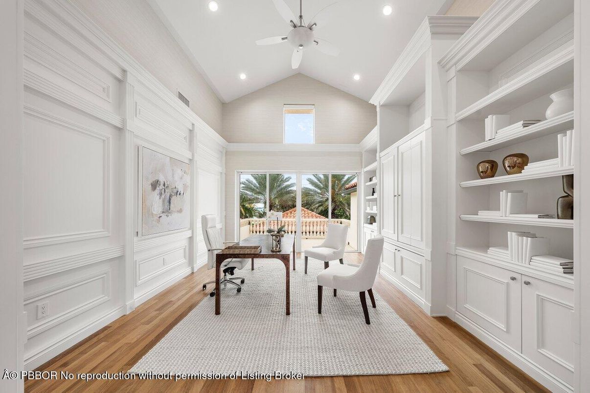 Home Office, Interior, Recessed Lighting, Wood Texture Flooring