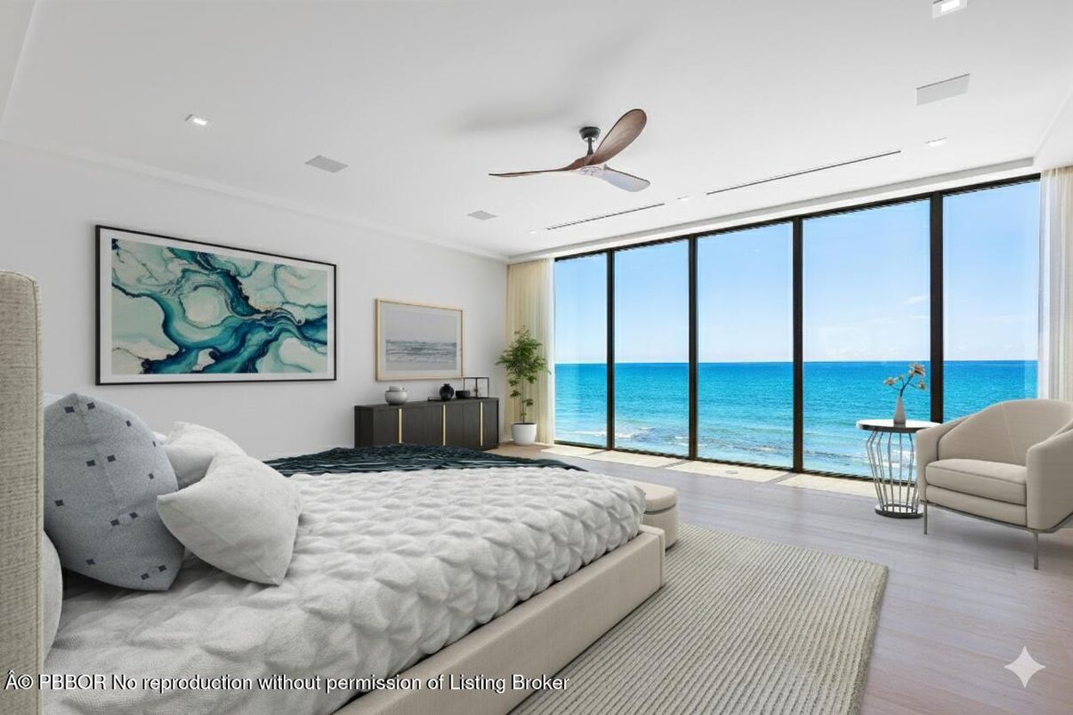 Bedroom, Interior, Recessed Lighting, Water, Wood Texture Flooring