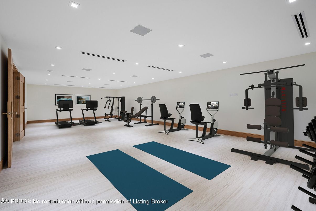Fitness Equipment, Interior, Recessed Lighting, Wood Texture Flooring