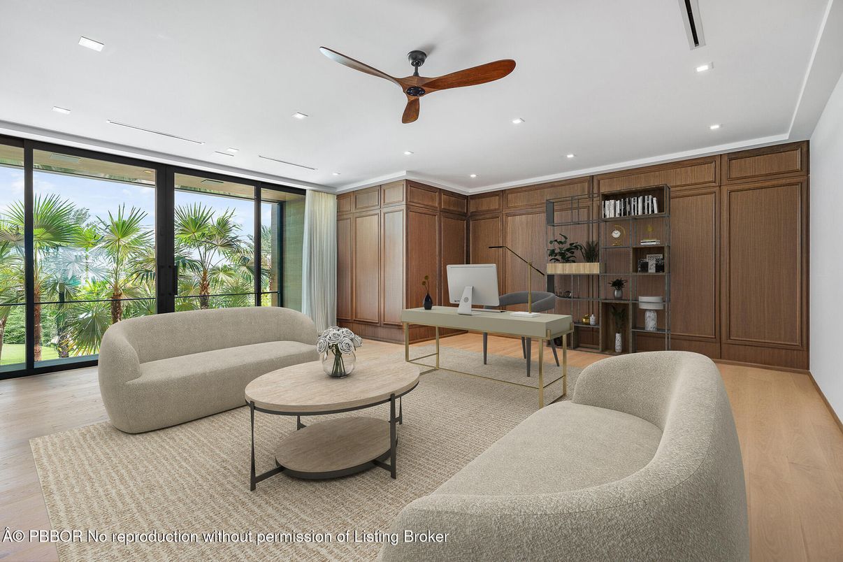 Home Office, Interior, Recessed Lighting, Wood Texture Flooring