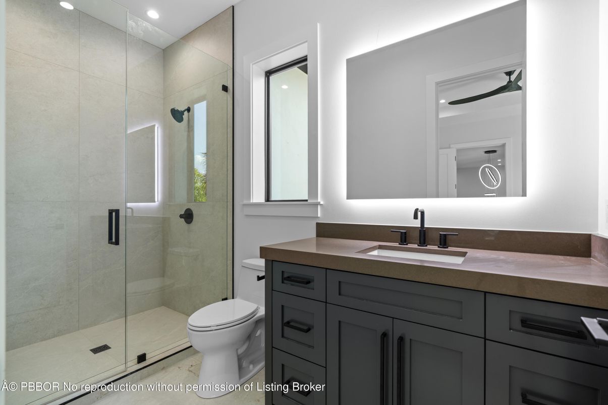 Bathroom, Glass Shower, Interior, Recessed Lighting