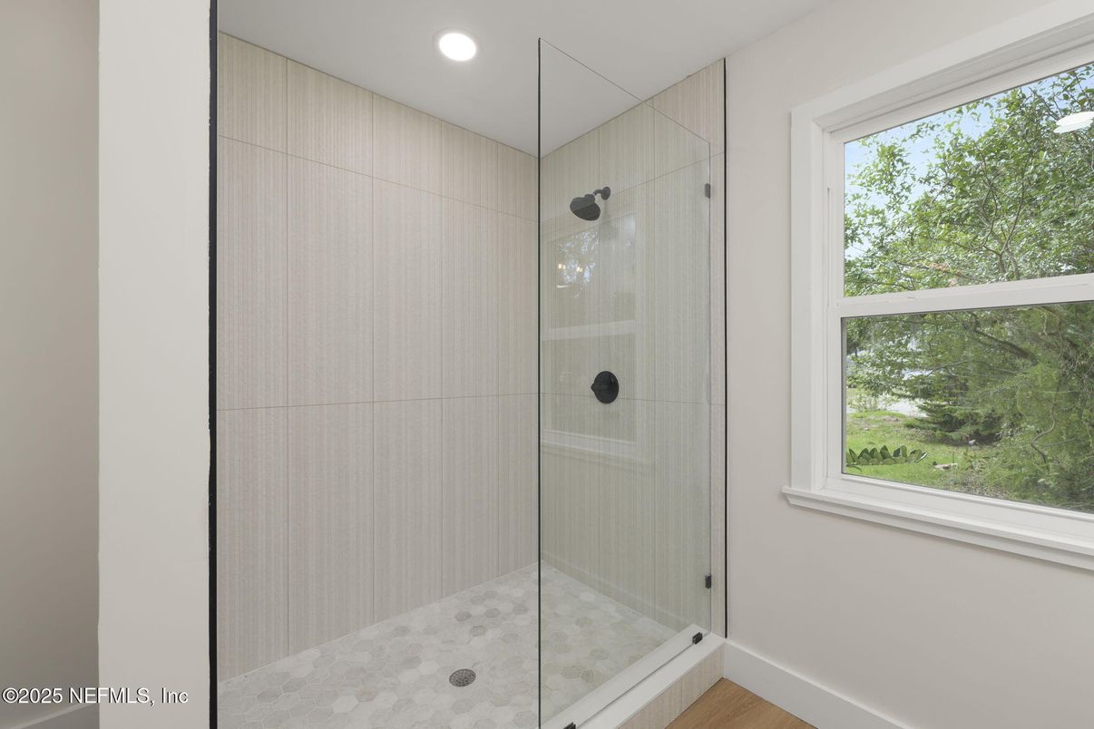 Bathroom, Glass Shower, Interior, Recessed Lighting