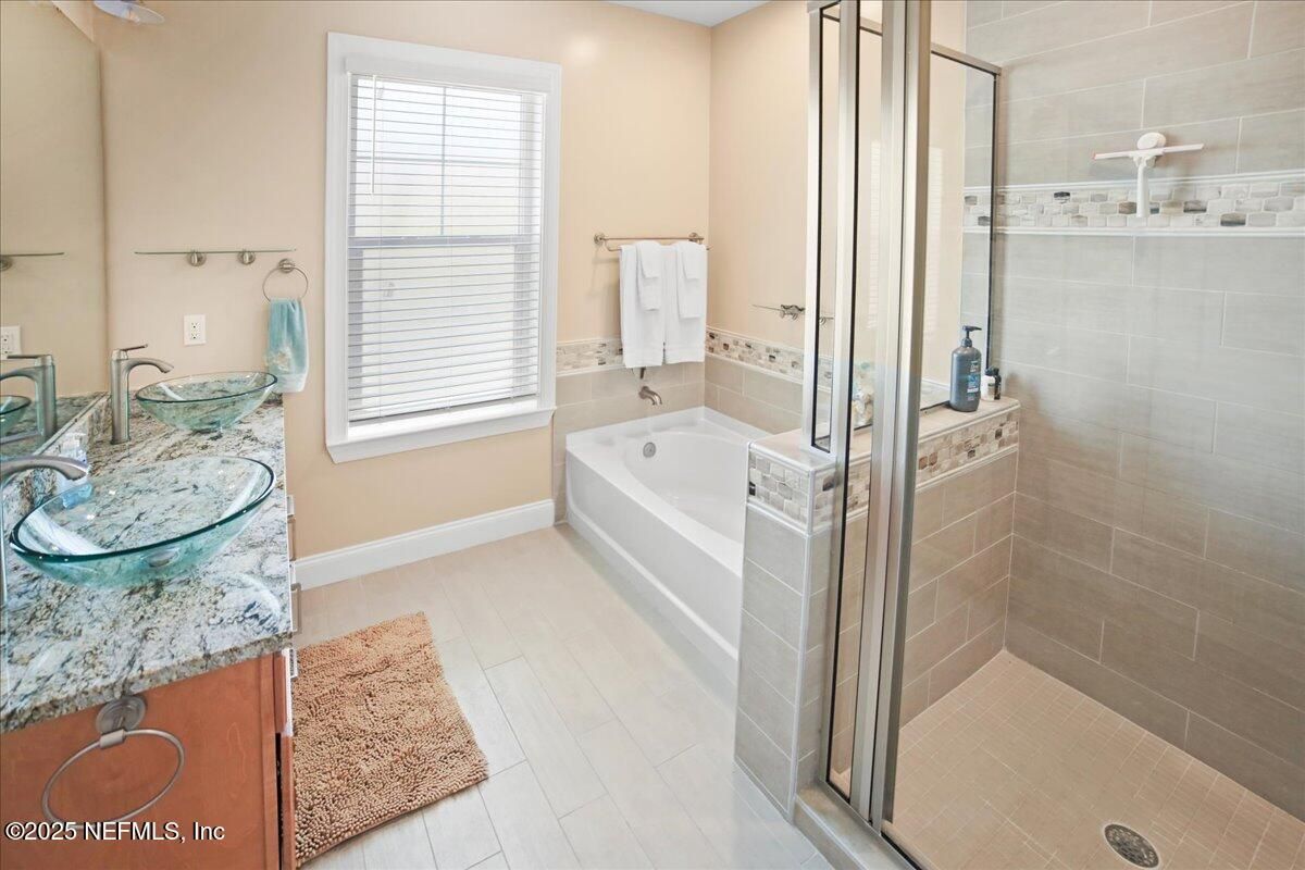 Bathroom, Glass Shower, Interior, Wood Texture Flooring