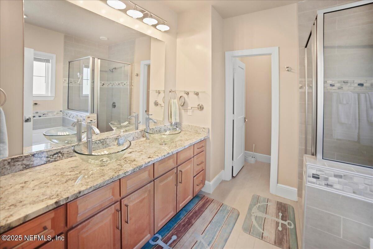 Bathroom, Dual Sink Vanities, Glass Shower, Interior