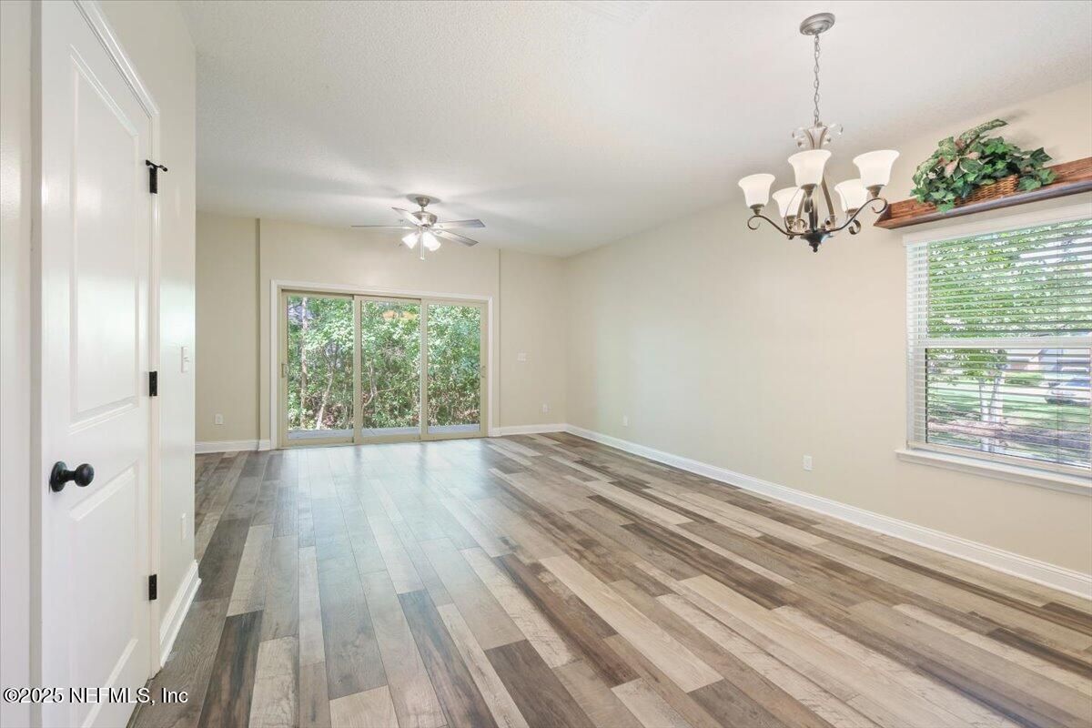 Chandelier, Empty room, Interior, Wood Texture Flooring
