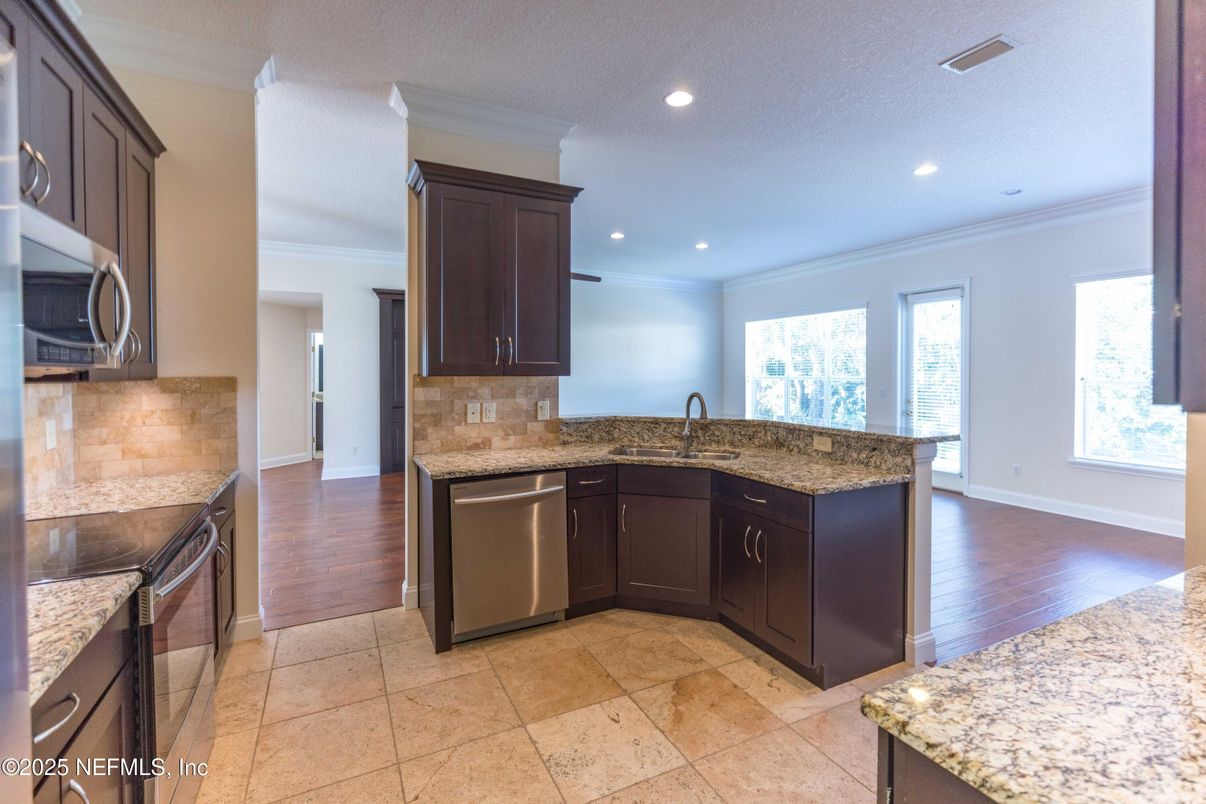 Interior, Kitchen, Recessed Lighting, Wood Texture Flooring