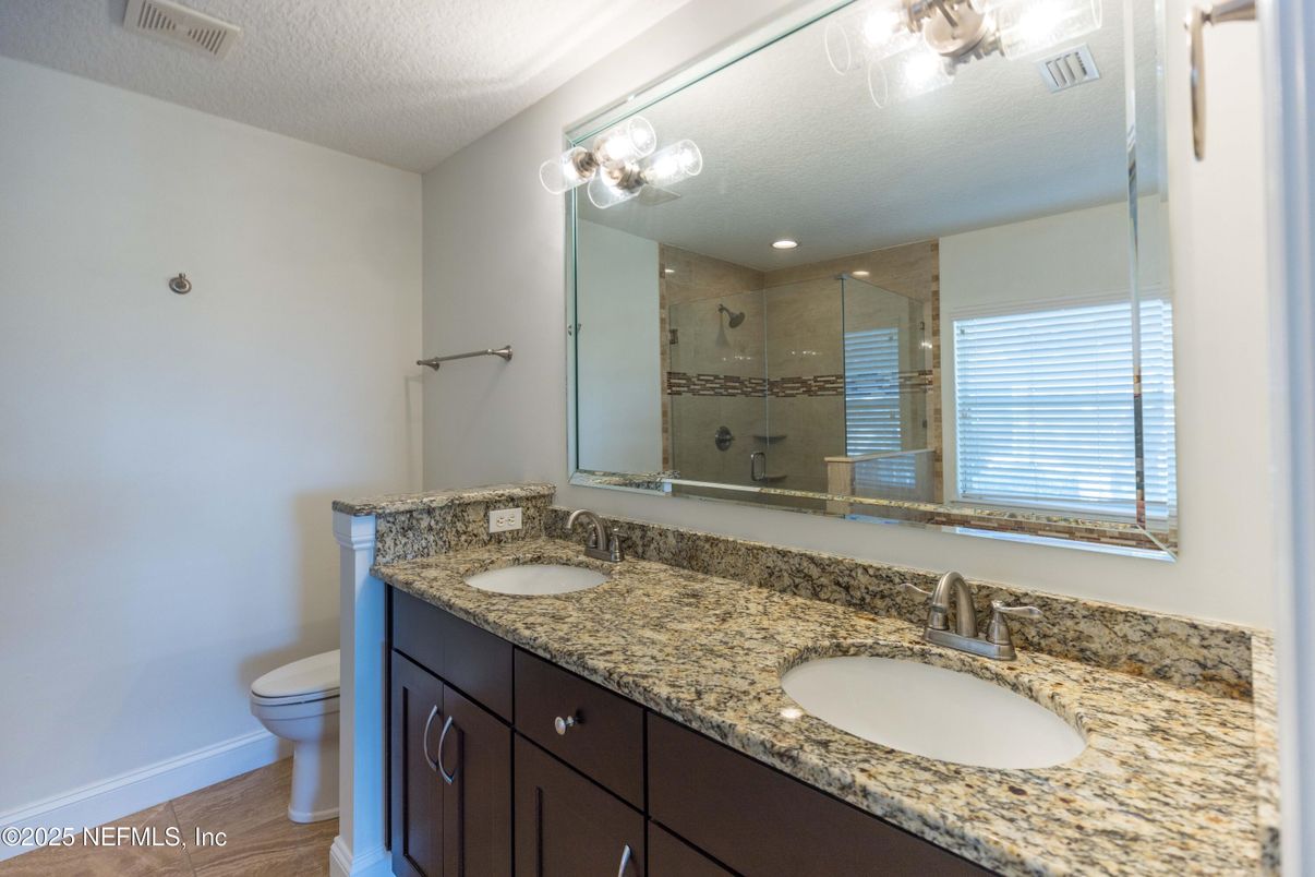 Bathroom, Dual Sink Vanities, Glass Shower, Interior