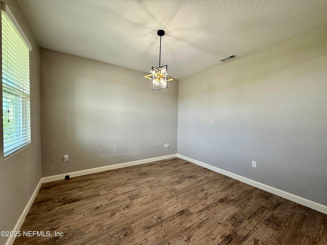 Empty room, Interior, Pendant Lights, Wood Texture Flooring