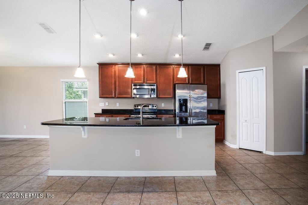 Interior, Kitchen, Pendant Lights, Recessed Lighting, Stainless Steel Appliances