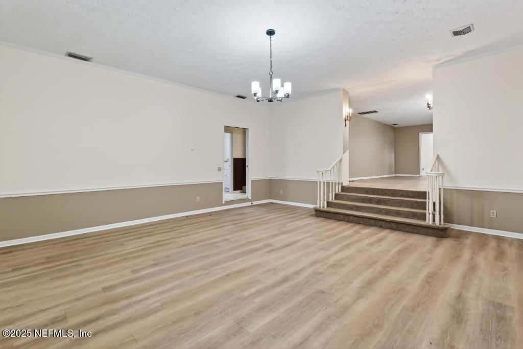 Empty room, Interior, Pendant Lights, Wood Texture Flooring