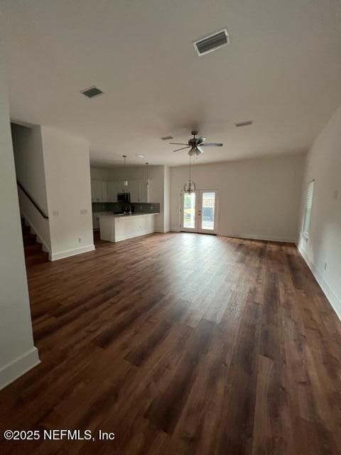 Empty room, Interior, Kitchen, Pendant Lights, Recessed Lighting, Wood Texture Flooring