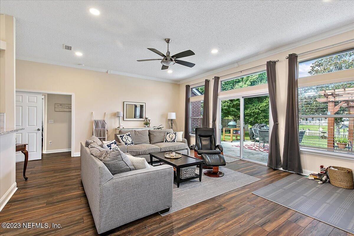 Interior, Living room, Recessed Lighting, Wood Texture Flooring