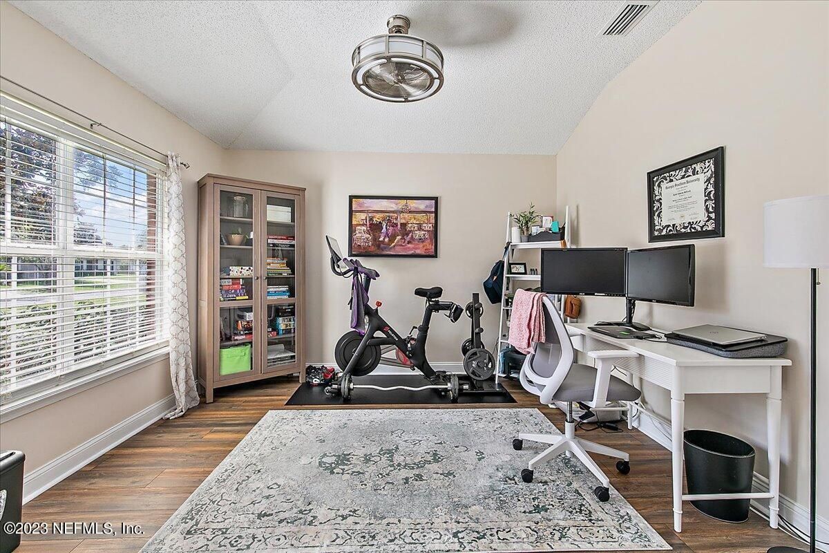 Fitness Equipment, Home Office, Interior, Wood Texture Flooring
