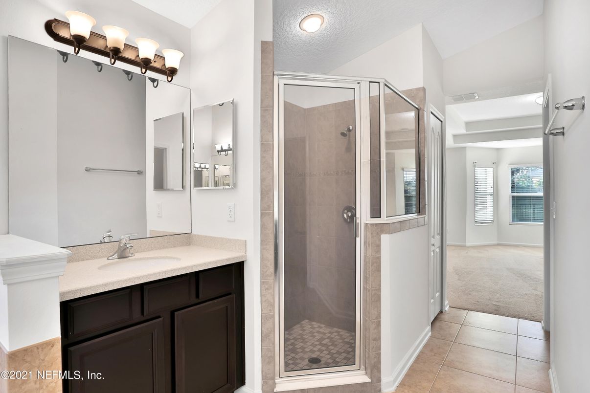 Bathroom, Glass Shower, Interior, Recessed Lighting