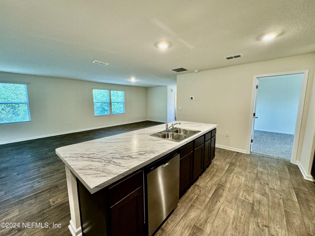 Interior, Kitchen, Recessed Lighting, Wood Texture Flooring