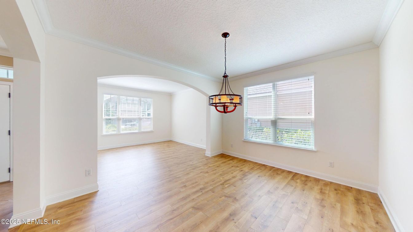Empty room, Interior, Pendant Lights, Wood Texture Flooring