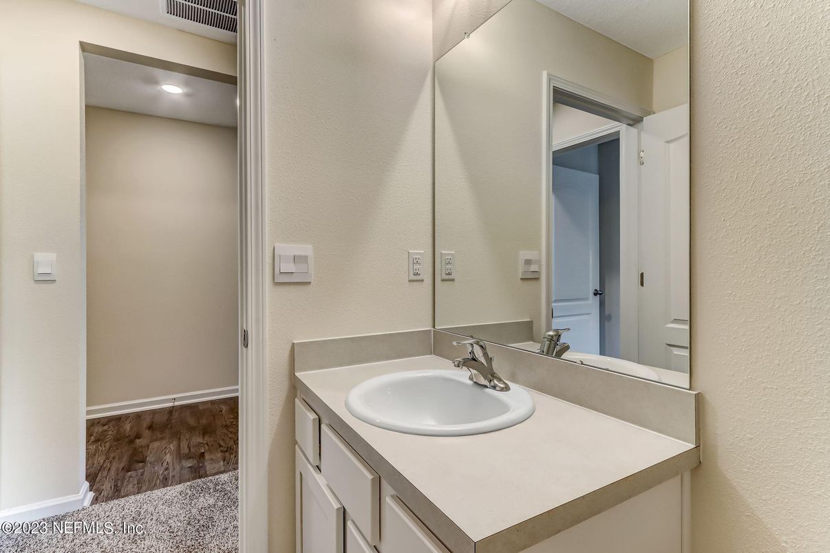 Bathroom, Interior, Recessed Lighting, Wood Texture Flooring