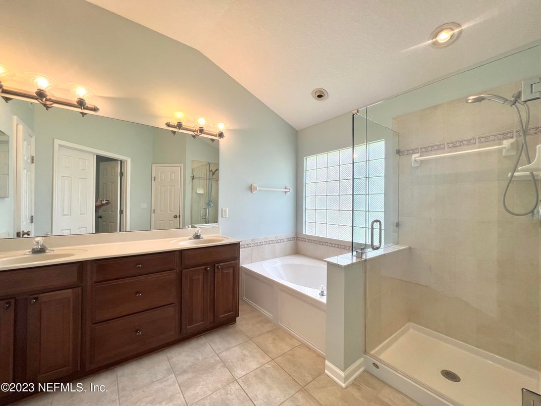 Bathroom, Dual Sink Vanities, Glass Shower, Interior, Recessed Lighting