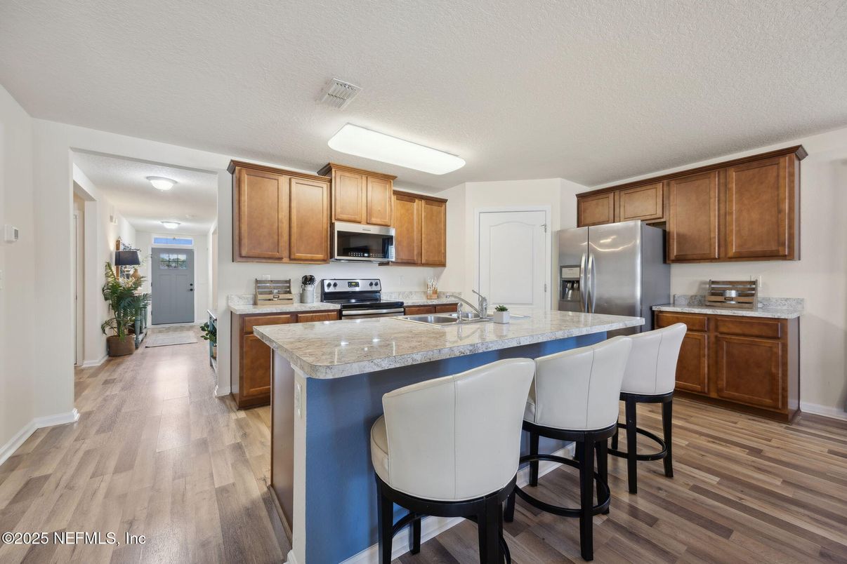 Interior, Kitchen, Stainless Steel Appliances, Wood Texture Flooring
