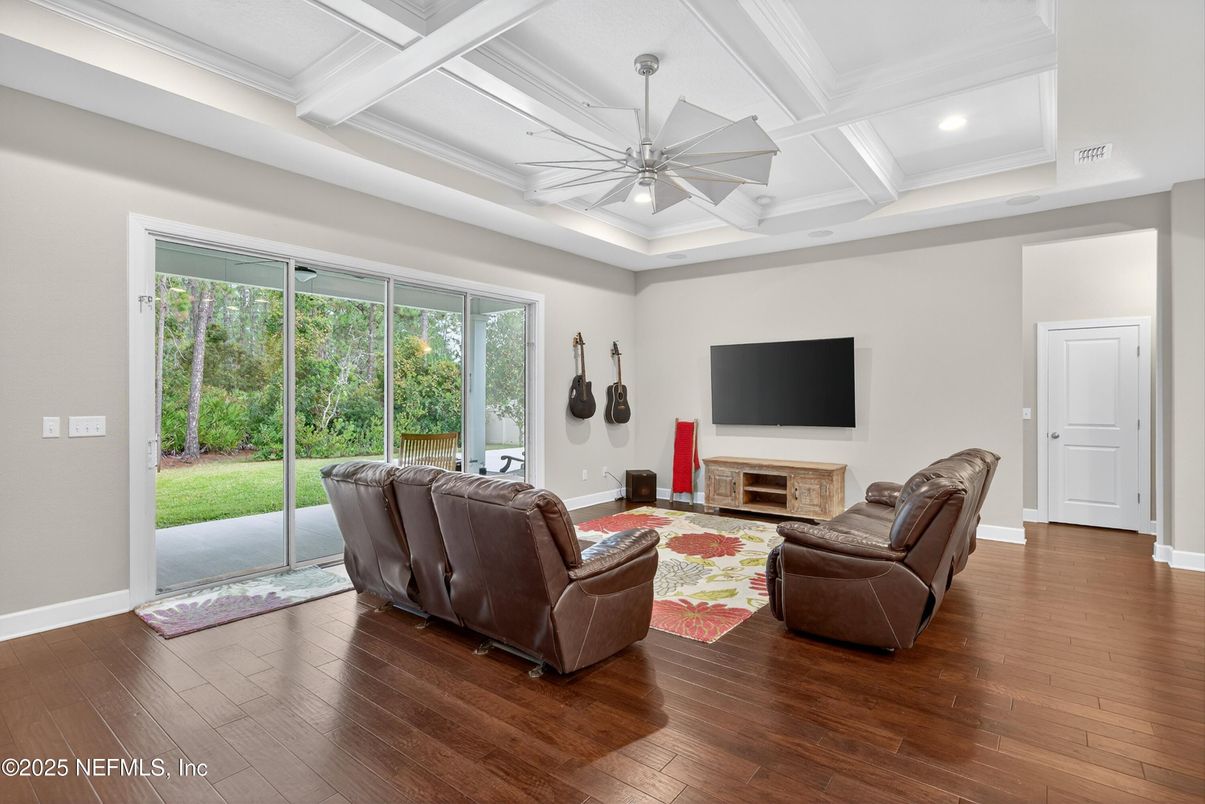Interior, Living room, Recessed Lighting, Wood Texture Flooring
