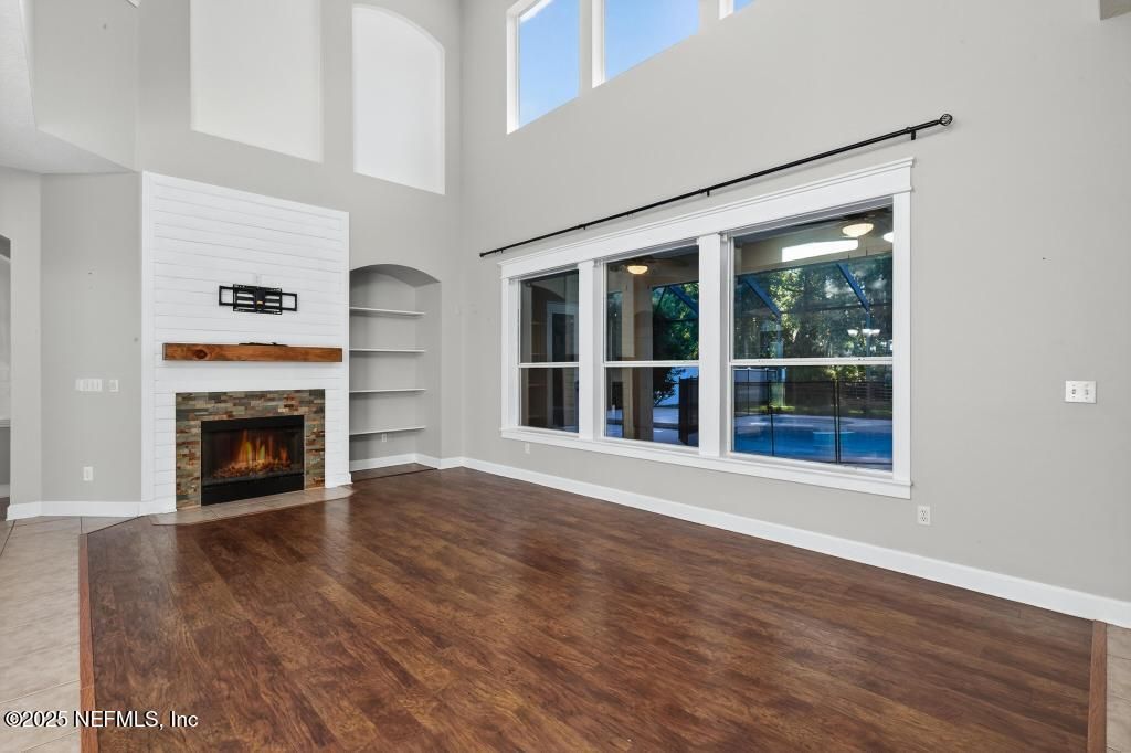 Fireplace, Interior, Wood Texture Flooring