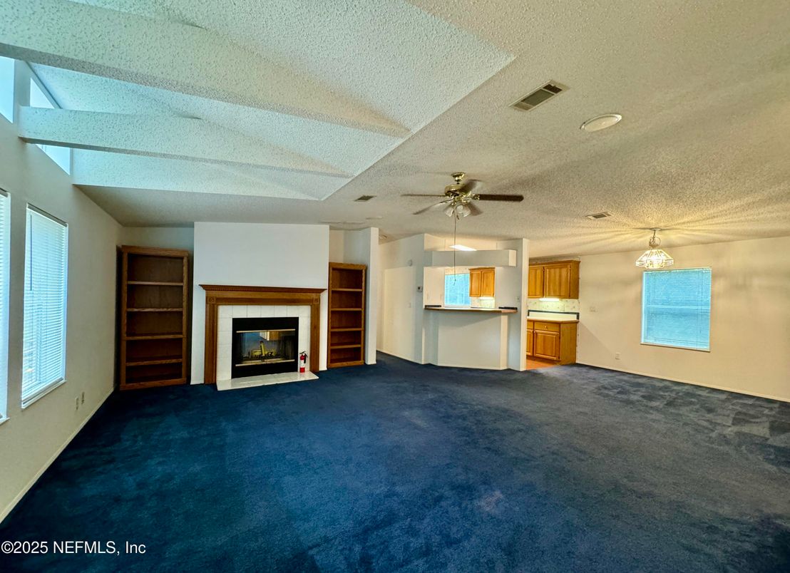 Empty room, Fireplace, Interior, Recessed Lighting