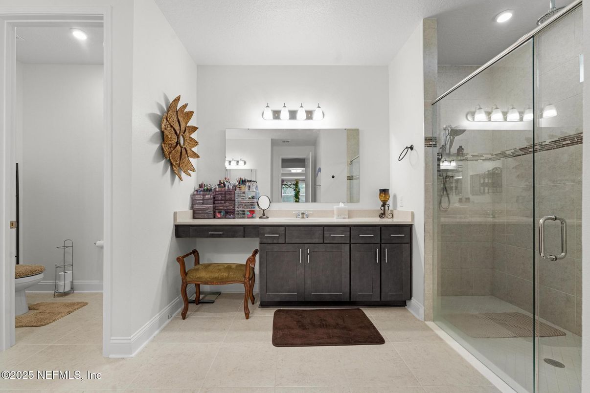 Bathroom, Dual Sink Vanities, Glass Shower, Interior, Recessed Lighting