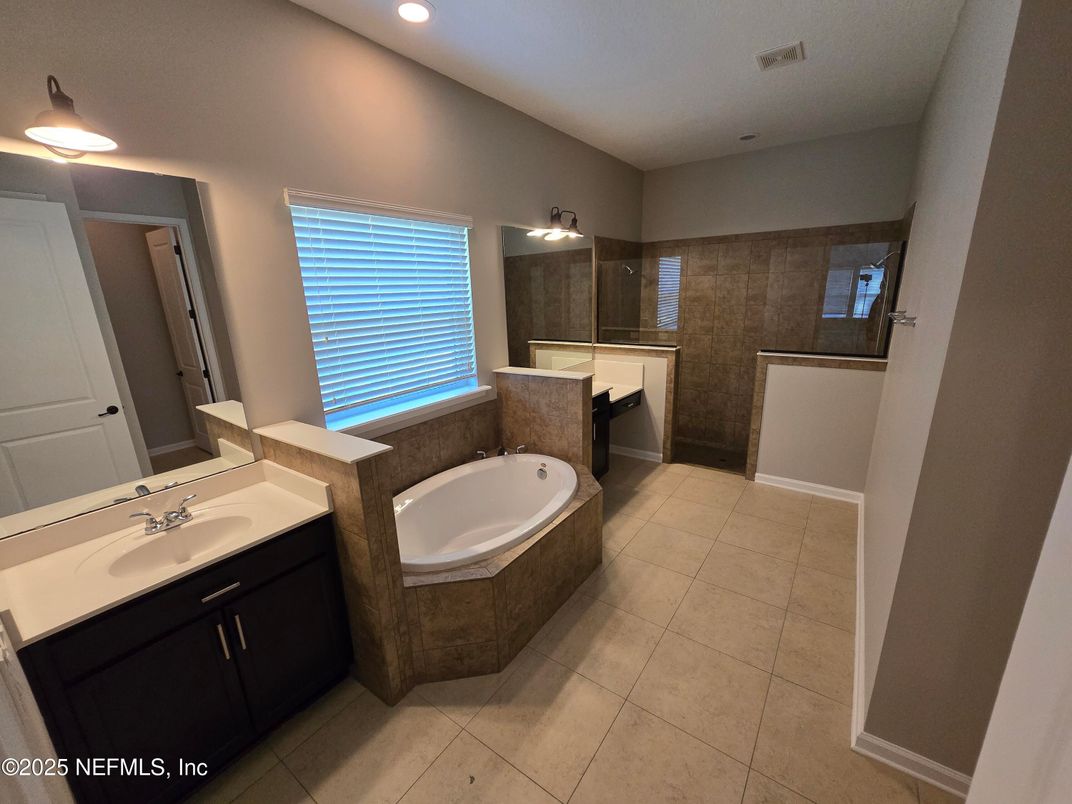 Bathroom, Dual Sink Vanities, Glass Shower, Interior, Recessed Lighting