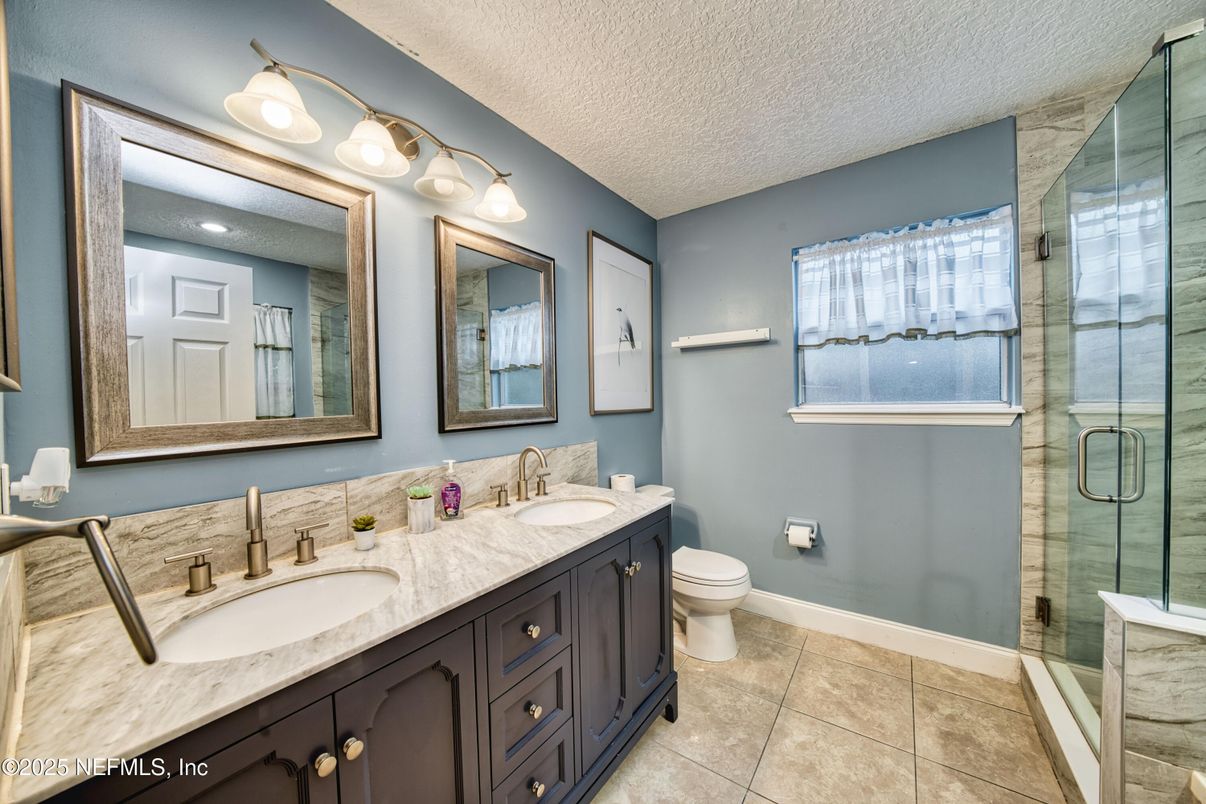 Bathroom, Dual Sink Vanities, Glass Shower, Interior