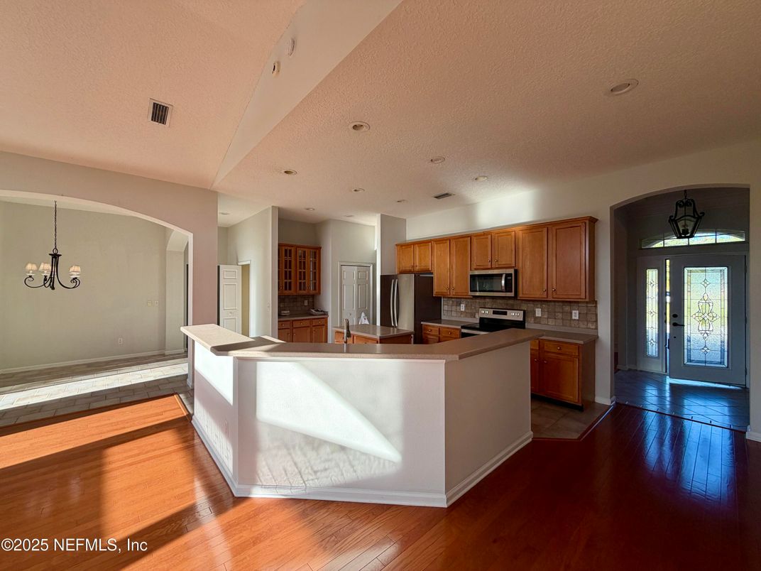 Interior, Kitchen, Recessed Lighting, Wood Texture Flooring