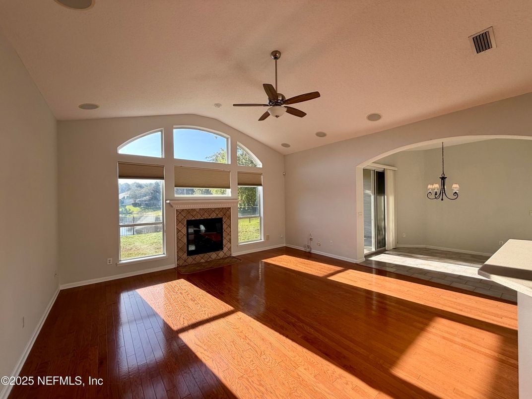 Empty room, Fireplace, Interior, Wood Texture Flooring