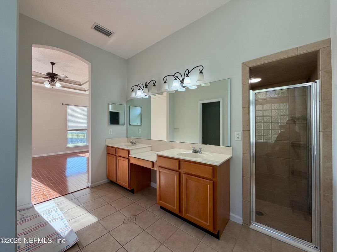 Bathroom, Dual Sink Vanities, Glass Shower, Interior