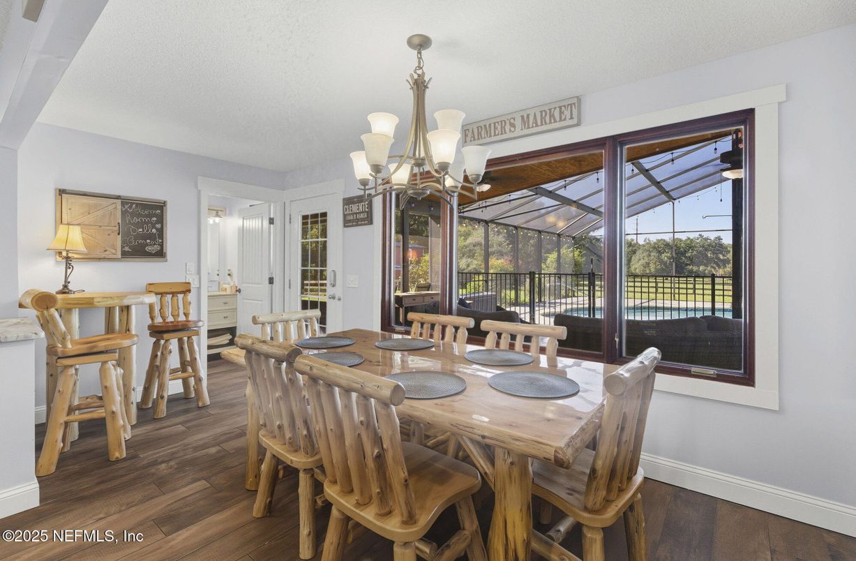 Chandelier, Dining room, Interior, Sun Room, Wood Texture Flooring