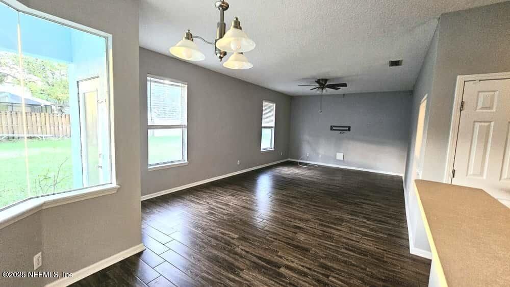 Empty room, Interior, Pendant Lights, Wood Texture Flooring