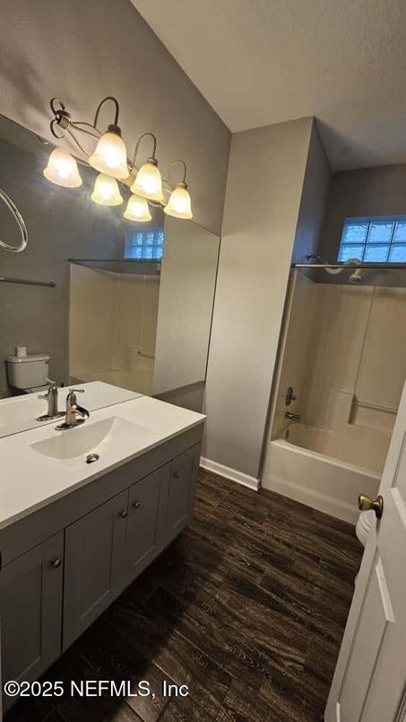 Bathroom, Dual Sink Vanities, Interior, Wood Texture Flooring