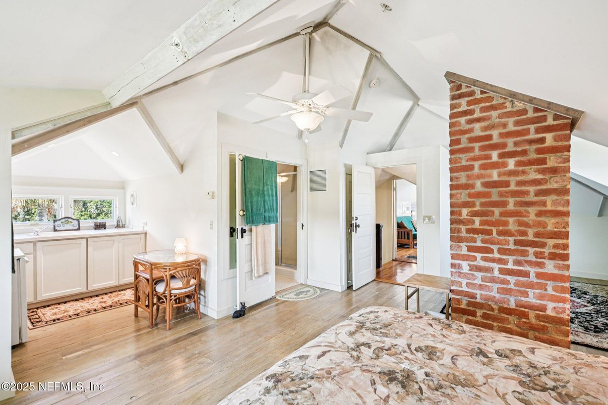 Interior, Stone Walls, Wood Texture Flooring