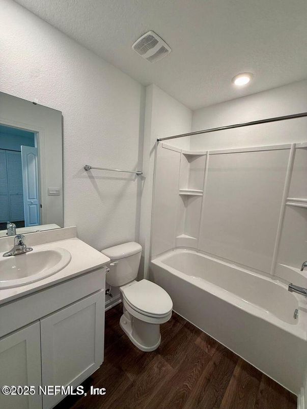 Bathroom, Interior, Recessed Lighting, Wood Texture Flooring