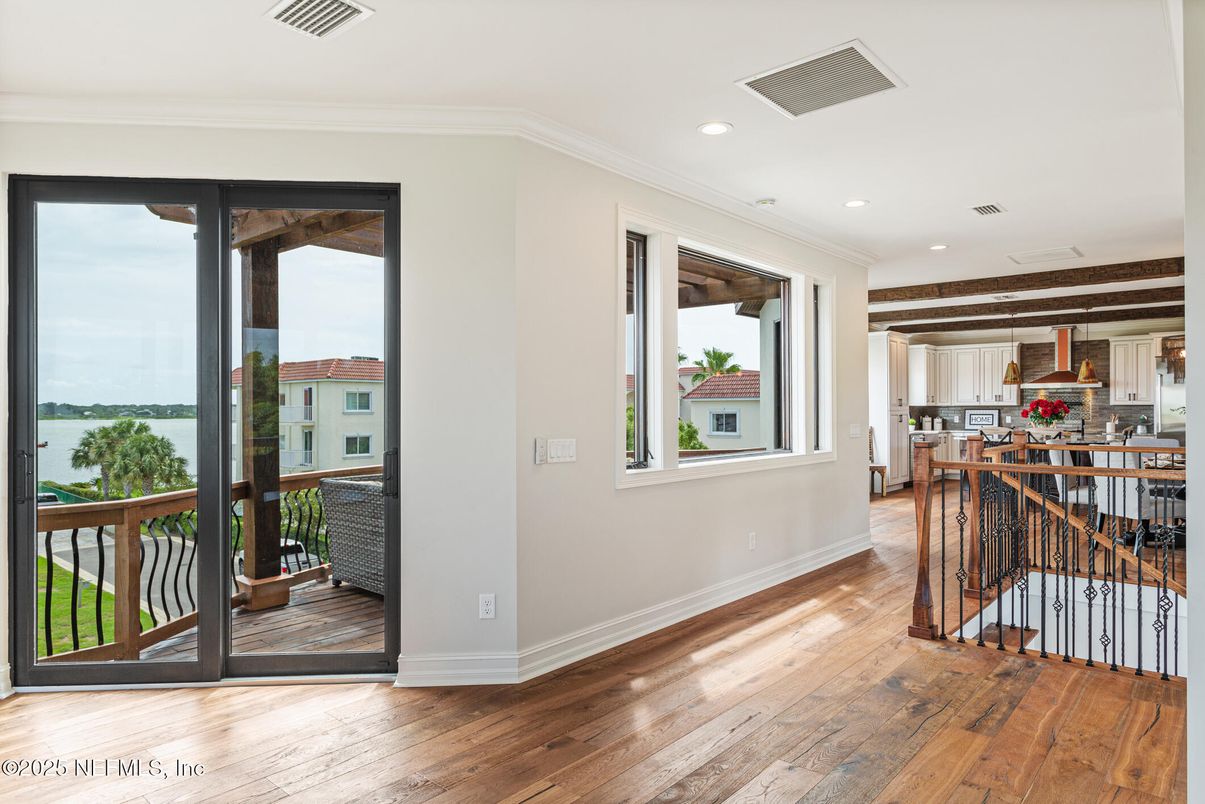 Interior, Kitchen, Pendant Lights, Recessed Lighting, Water, Wood Texture Flooring